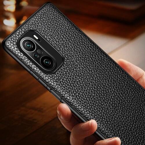 Business Leather Thin Back Case For Poco F3 Xiaomi Redmi K40 Pro Plus pebbled pattern Para Cover