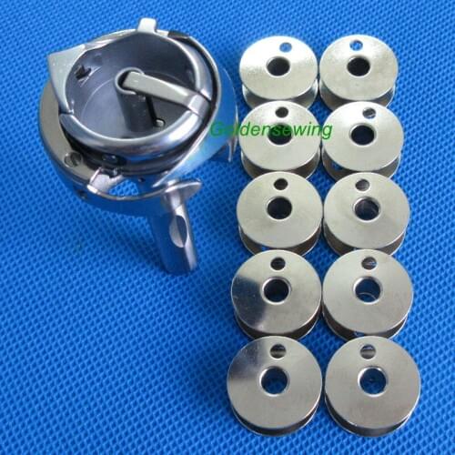 HOOK&BOBBIN CASE # 240558,10655 + 10 PCS Bobbins for Juki LU-562 SINGER 111W155