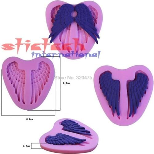 By dhl or ems 500 pieces Creative Baking Tools Silicone Cake Decoration Mold Angel Wings Shape Chocolate Fondant Mold