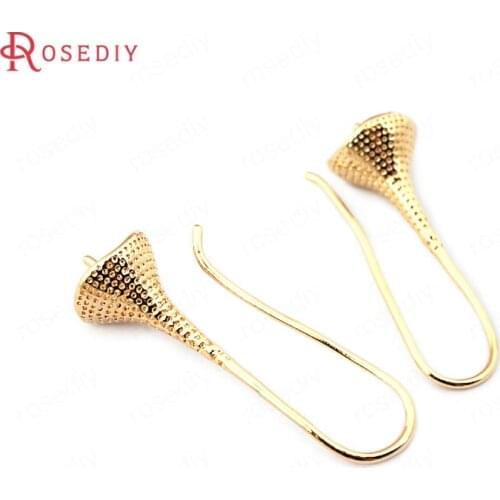F329)10 pieces 30mm Inside Diameter 7*7mm 24K Gold Color Brass Half Pins Earrings Hooks High Quality Findings Accessories