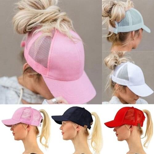 GAOKE 2021 New ponytail Baseball cap Summer womens Adjustable Black Hat Messy Cap Casual Cotton Girl Snapback Mesh Cap