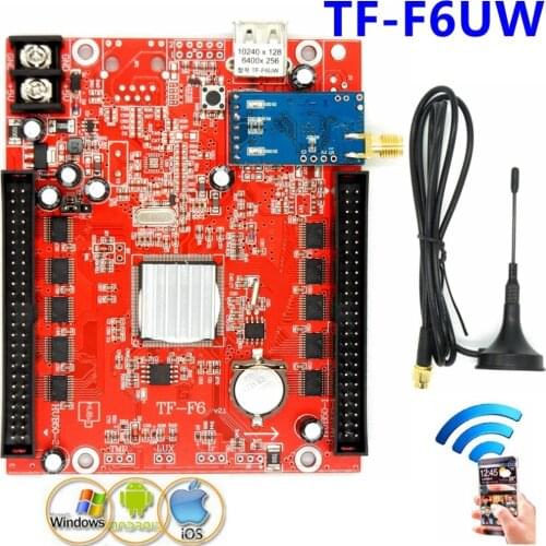 TF-F6UW WIFI+USB led screen control card 1536*32,768*64 dots single,dual,full color Wireless controller led board