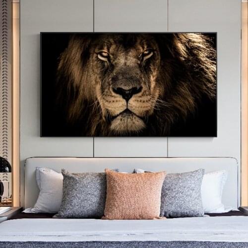 African Large Lions Face Canvas Paintings on the Wall Art Posters And Prints Animals Lions Art Pictures For Living Room Cuadros