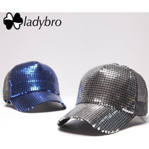 Ladybro Street Hip Hop Women Hat Cap Female Sequins Mesh Cap Men Trucker Hat Snapback Male Net Hat Ladies Summer Party Cap Gorra