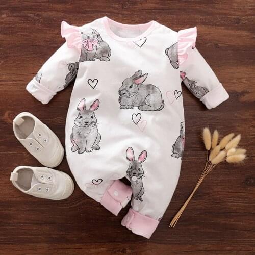Newborn Baby Girl Romper 100% Cotton Infant Toddler Girls Costumes Cute Rabbit Onesie Long Sleeve Jumpsuit Ropa Bebe Clothes