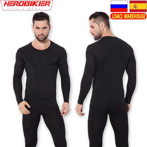 HEROBIKER Men Fleece Lined Thermal Underwear Set Motorcycle Skiing Base Layer Winter Warm Long Johns Shirts & Tops Bottom Suit