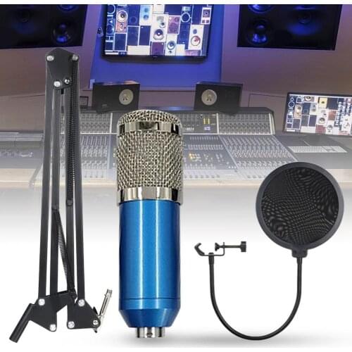 1 Set BM800 Plug Play Condenser Microphone Stable Good Pickup Effect Metal Microphones Kit with USB Soundcard for Live Streaming