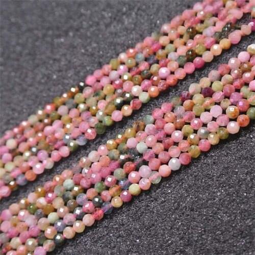 2 strands 2-4mm Natural Faceted colorfull tourmalin round Stone Beads For DIY necklace bracelet jewelry making 15 "free delivery