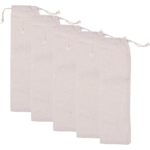 5pcs Reusable Burlap Drawstring Bags Pouch Straw Carrying Case For Stainless Steel Drinking Straws Cutlery Fork Spoon Storage