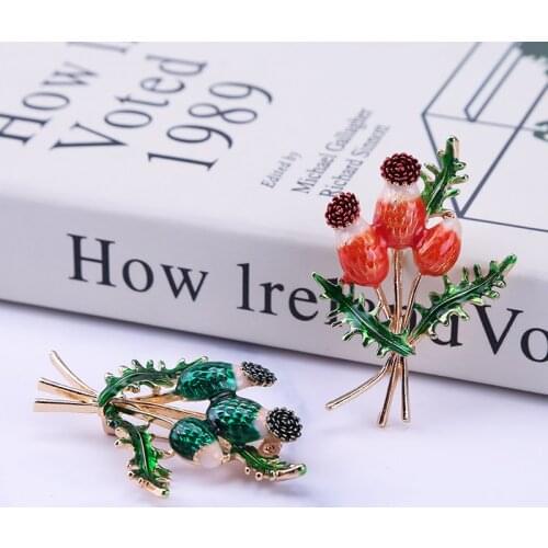 Fashion Delicate Enamel Flower Leaf Pearl Drop Oil Glamour Brooches For Women Girls Clothing Ornament Party Decoration Jewelry