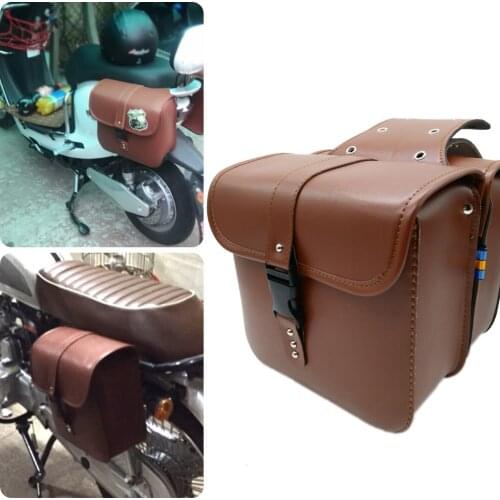 Motorcycle saddle bag set medium waterproof insulation PU leather side bag bicycle side storage fork kit brown KYN 1 double
