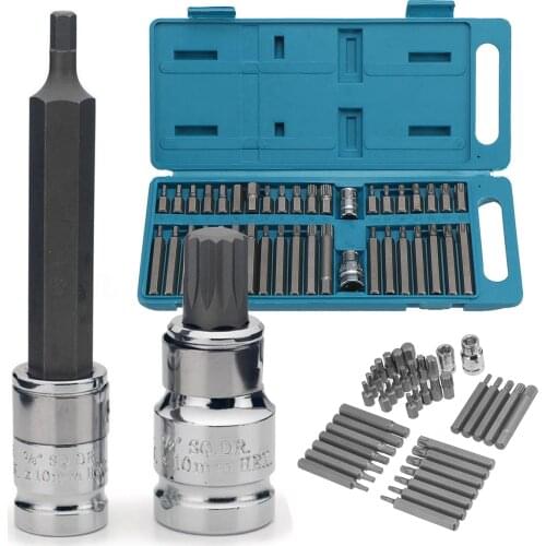 40Pcs x 1/2'' 3/8'' Adaptor Drive Shank Hex Torx XZN Spline Star Impact Sockets Set