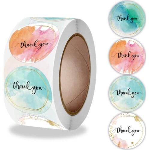100-1000pcs Packaging Box Stickers 1Inch Thank You Scrapbooking Sticker Wedding Festival Party Gift Box Sealing Decoration Label