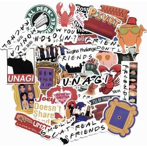 34PCS TV Show Friends Series Stickers Decal For Stationery Laptop PS4 Suitcase Skateboard Motorcycle Guitar Waterproof Sticker