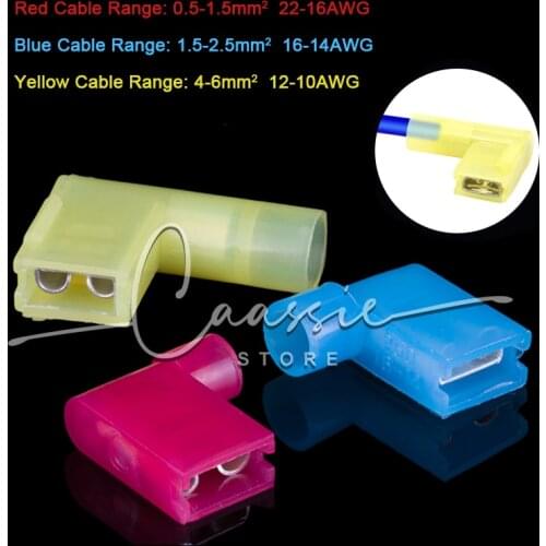 FLDNY Nylon Crimp Terminal Insulated 6.3mm Female Flag Spade Wire Connector Quick Wire Connector Terminator