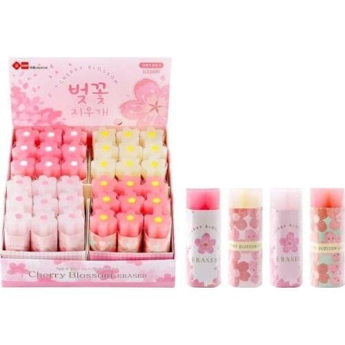 2021 New Eraser Korean Version of Cherry Blossom Series Small Fresh Pink Girl Heart Cartoon Student Exam Essential Stationery