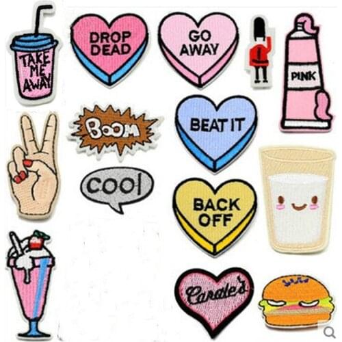 Love Red Colorful Heart Iron on Embroidered Patches for Clothing Hat Bag Sewing on Applique Stickers DIY Apparel Accessories