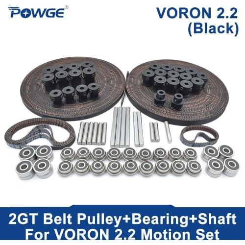 POWGE VORON V2.2 Set Motion PARTS GT2 LL-2GT RF Open Timing Belt 2GT 16T 20T Pulley 110/188 Loop Belt Shaft Bearing Rubber 5mm