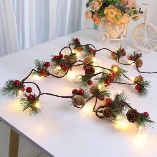 2M Christmas Home Decoration 20 LED Copper Wire Pine Cone Lights Merry Christmas Home Festive Supplies Christmas Pendant New