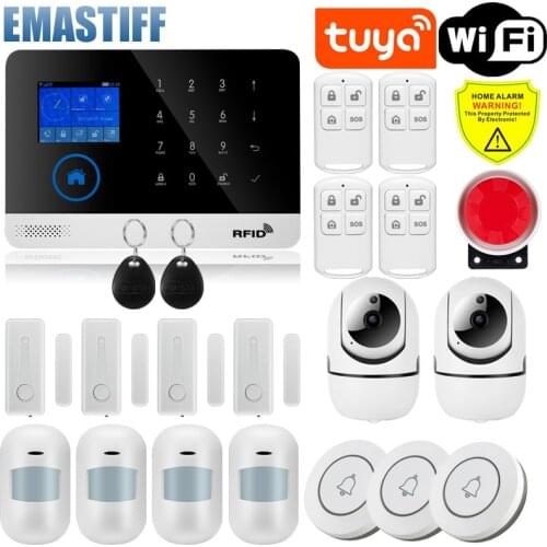 WiFi GSM Tuya Alarm System Home Security Motion Sensor Burglar Alarm Kit 6 Languges Work With Alexa Google Assistant