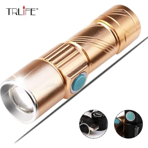 3000LM Q5 LED waterproof Super Bright Tactical Rechargeable USB Flashlight Torch Zoom Adjustable free shipping