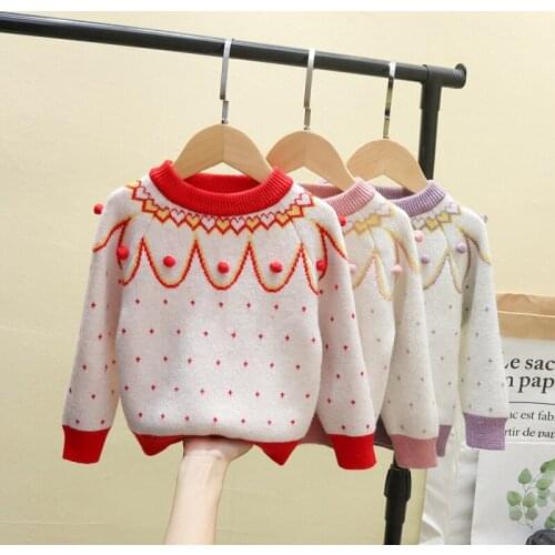 Girl Sweater Kids Baby Outwear Tops 2021 Sweet Thicken Warm Winter Autumn Long Sleeve Knitting Pullover Children Clothing