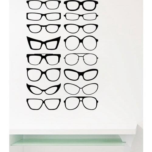 Eyewear Specs Frames Vinyl Wall Sticker , Eye Glasses Frames Art Decals Optical Shop Optometrist Office Window Door Decor