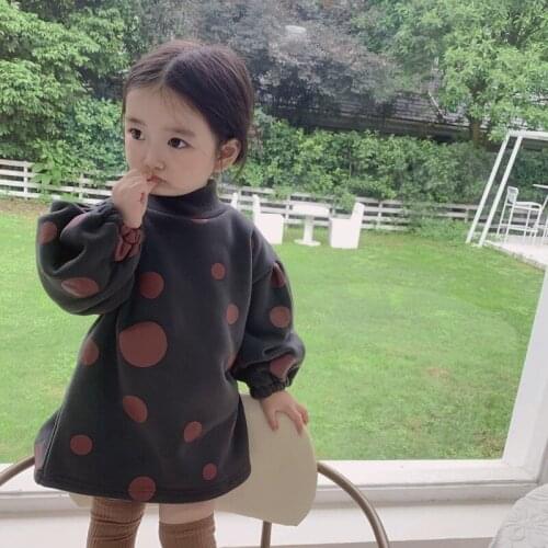Boys' Girls' Hoodies Sweatshirts Babys Kids Outwear 2021 Dots Thicken Winter Autumn Top Toddler Pullover Cotton Childrens Clot