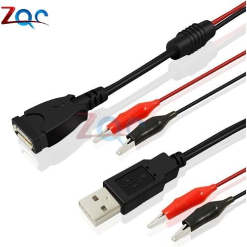 USB Alligator Cips Crocodile Wire to Male/Female USB Interface for DC Voltage Current Capacity Power Meter Monitor
