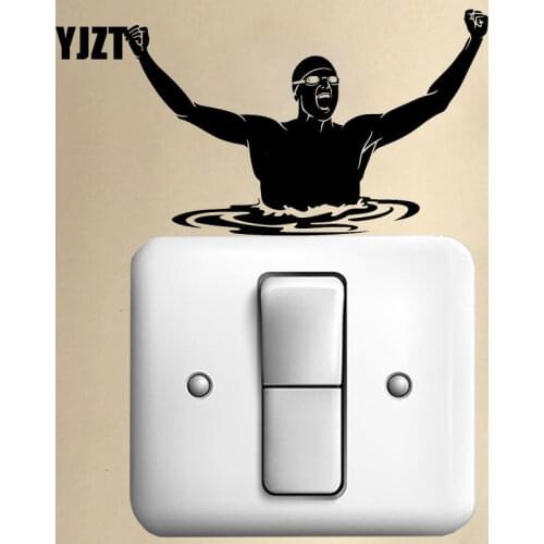 YJZT Swimmer Swimming Pool Swim Sport Vinyl Light Switch Sticker Decor Home Wall Decal 8SS2379