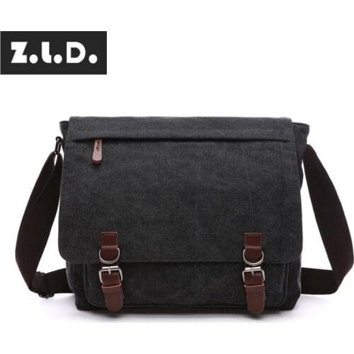 Z.L.D. New classic canvas bag fashion shoulder bag business computer bag large-capacity young student school bag shoulder bag