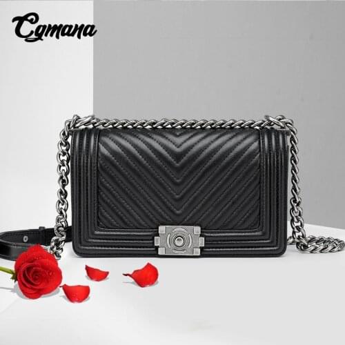 Classic Diamond Lattice Women Chain Bag Brand Luxury Genuine Leather Shoulder Bag Sheepskin Leather Lady Crossbody Messenger Bag