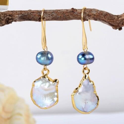 Boho Irregular Pearl Earrings Handmade Black Baroque Pearl Drop Earring Elegant Pearl Dangle Earrings Daily Women Earring Gifts