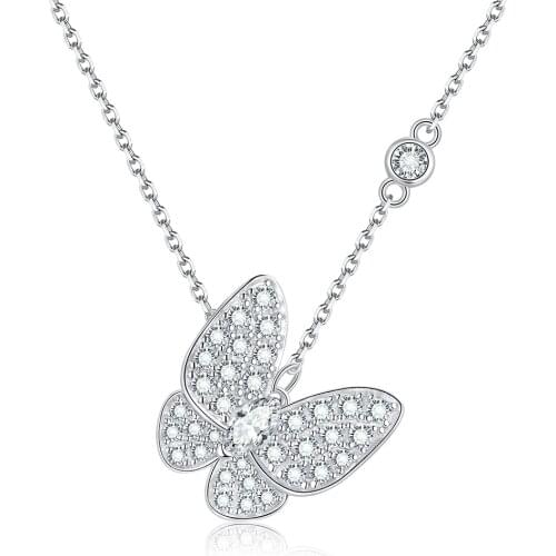 BOEYCJR 925 Butterfly 0.3ct Marquise Moissanite VVS Elegant Pendant Necklace for Women Anniversary Gift