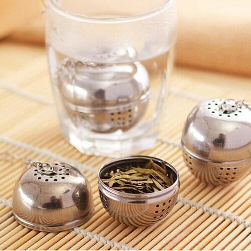 1Pcs Stainless Steel Ball Tea Infuser Mesh Filter Strainer w/hook Loose Tea Leaf Spice Ball with Rope Chain Home Kitchen Tools