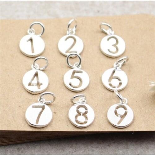 10pcs 10mm silver color Fashion Jewelry Charms Lucky DIY hollow Number Pendant 0-9 single Arabic numbersd metal charms bead