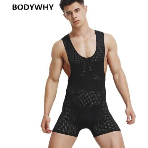 2020 Mens Underwear Mesh Underpants Breathable Body Onesies Sexy Strap Vest Body Jumpsuit Mens Underwear Boxers