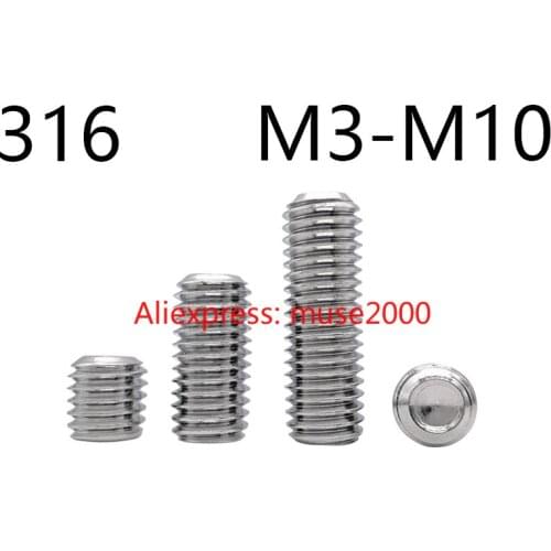 316 steel Set screw M3 M4 M5 Grub Screws inner Hex Socket drive Set bolt din916 marine ship RV sea water fasten tighten DIN916