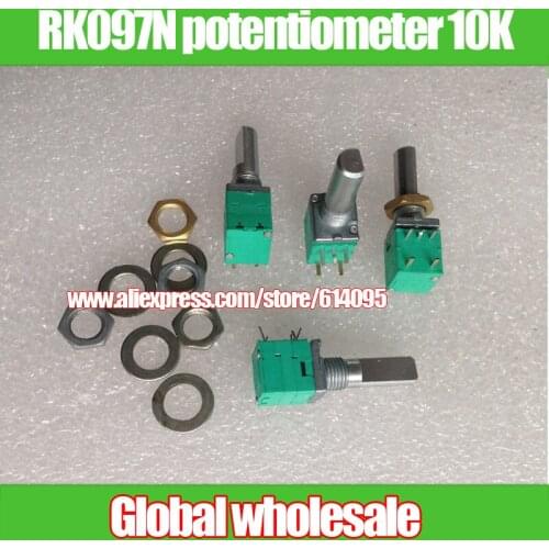 5pcs RK097N rotary potentiometer 10K / single potentiometer with switch / handle length 20MMF