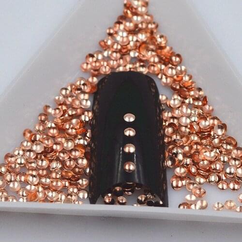 500PCS champagne gold round matel Rhinestones For 3D Nail Art Tips Decoration beauty Styling Accessories Tools 2mm