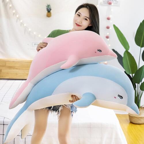 60CM Kawaii Dolphin Plush Toys Lovely Stuffed Soft Animal Pillow Dolls for Children Girls Sleeping Cushion Finger Gift