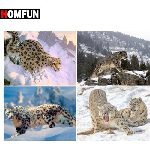 HOMFUN 3D Diamond Painting "snow leopard" DIY Full Rhinestones Drill Cross-stitch Kits Square Round Diamond Embroidery