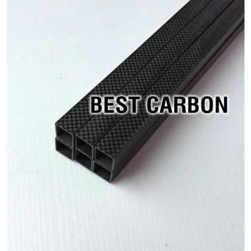 Free shiping 2pcs of SQUARE High Quality 3K Plain Carbon Fiber Fabric Wound/winded Tubes