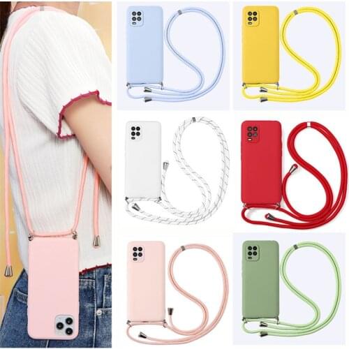 Necklace Lanyard Strap Case For Xiaomi Mi Poco X3 NFC A1 A2 A3 8 9 SE 10 Lite 9T Redmi Note 9 8 8T 9S 7 6 Pro 5 Plus TPU Cover