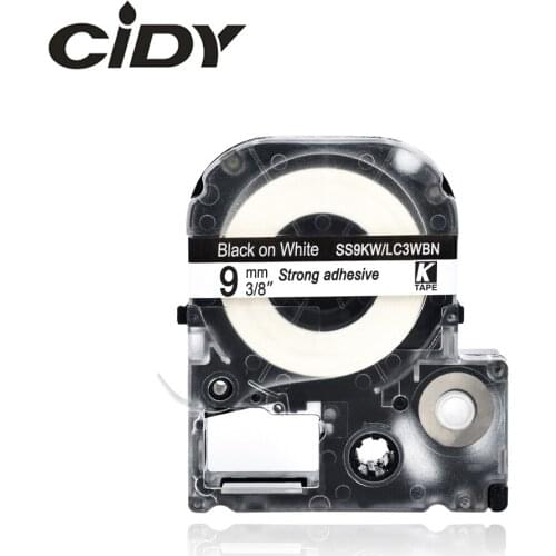 CIDY LC-3WBN/SS9KW 9mm Black on White compatible label tape for Epson label printers LC3WBN LC 3WBN adhesive tape SR150 LW400