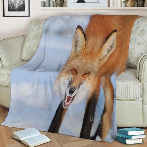 Animal Fox Flannel Throw Blanket 3D Printed Keep Warm Sofa Child Blanket Home Decor Textiles Dream Family Gift
