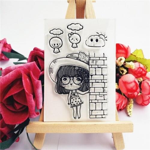 Hot sale Sunny girl Transparent Clear Stamps / Silicone Seals Roller Stamp for DIY scrapbooking photo album/Card Making