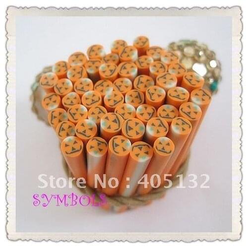 I-02 Free Shipping 100pcs/lot 5mm Cute Halloween Pumpkin Cane Fancy Nail Art Polymer Clay Cane Nail Art Decoration