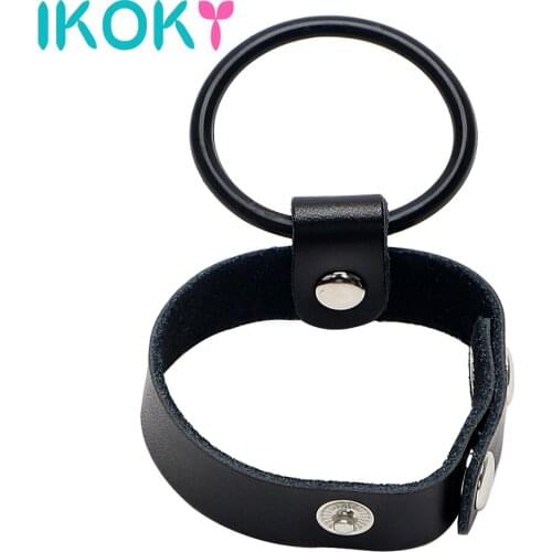 IKOKY Sex toys for Men Male Erotic Toys Male Chastity Device Cock Ring Silicone Leather Penis Rings