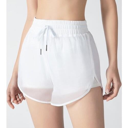 Summer Glass Yarn Womens High Waist Stretch Athletic Workout Fitness Volleyball Shorts 2 in 1 Running Double Layer Sports Short